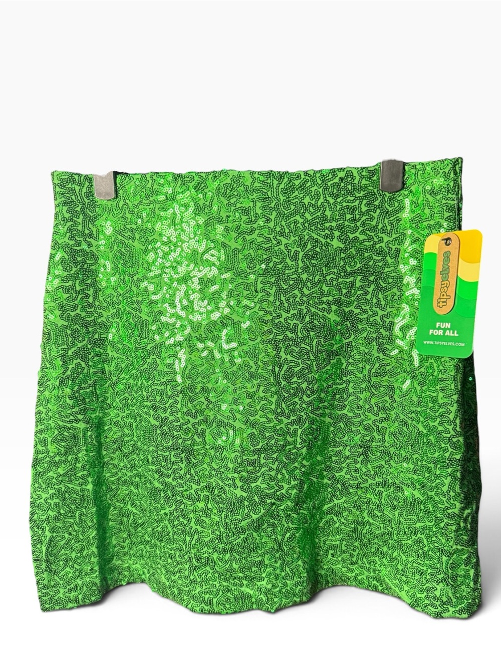 Tipsy Elves Bright Green Sequin Skirt Women’s Size M NWT